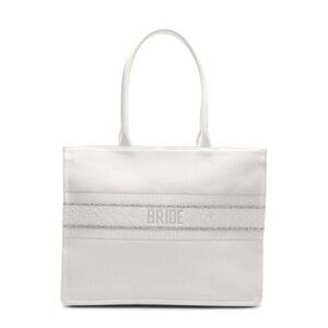 NEW Betsey Johnson White Beaded Bridal / Bride Tote Canvas Bag
